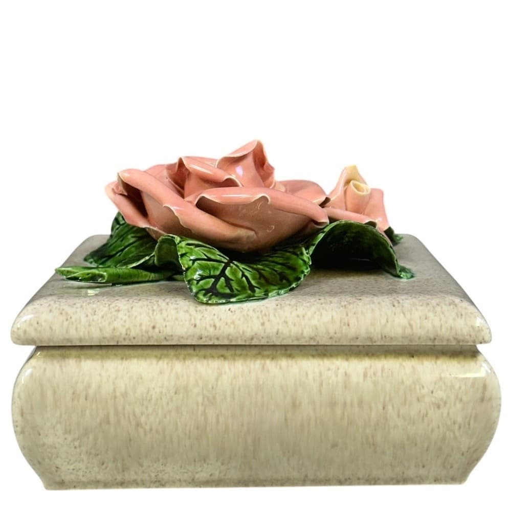 Valley Vista California Pottery 1971 Square Trinket Dish Pink Rose Embellishment - Thumbnail 4