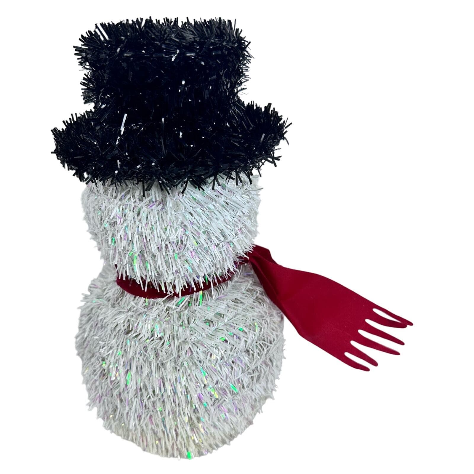 Tinsel Holiday Snowman with Top Hat and Scarf! Excellent Vintage Design!! - Thumbnail 3