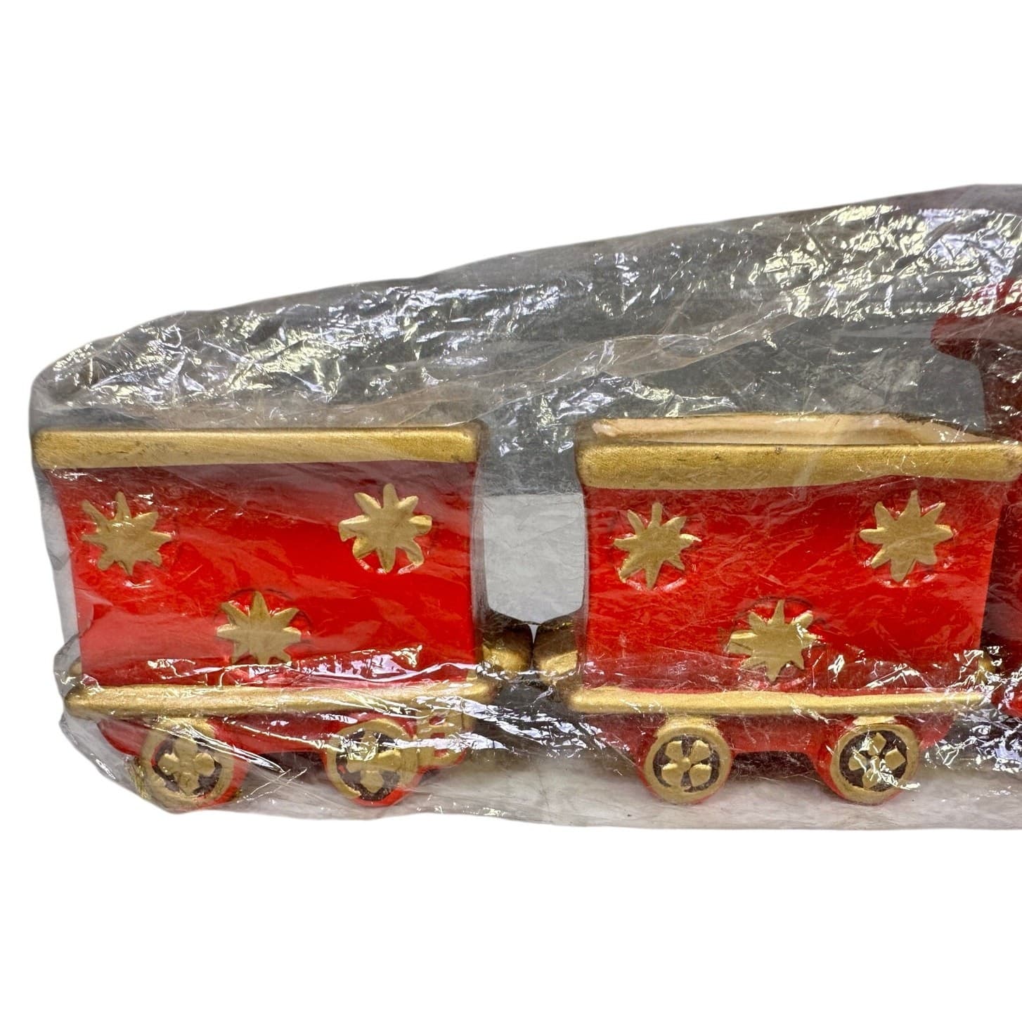 Czech Republic Vintage Ceramic 11" Holiday Red and Gold Decorative Train Display - Thumbnail 3