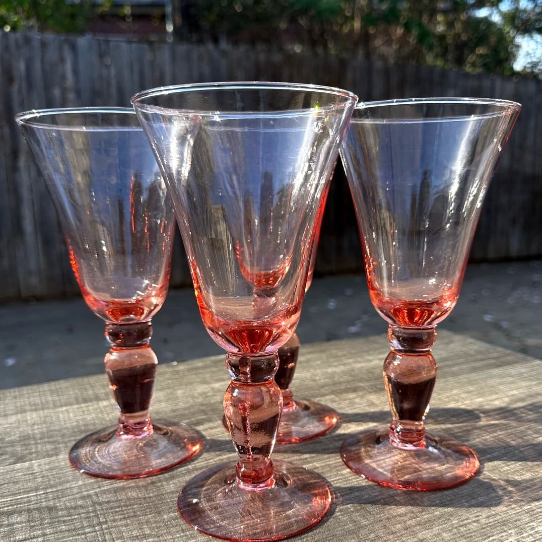 Mikasa Retired 1999 Domain Pink Glass Water Goblets Vintage Rare Set of 4 - Thumbnail 3