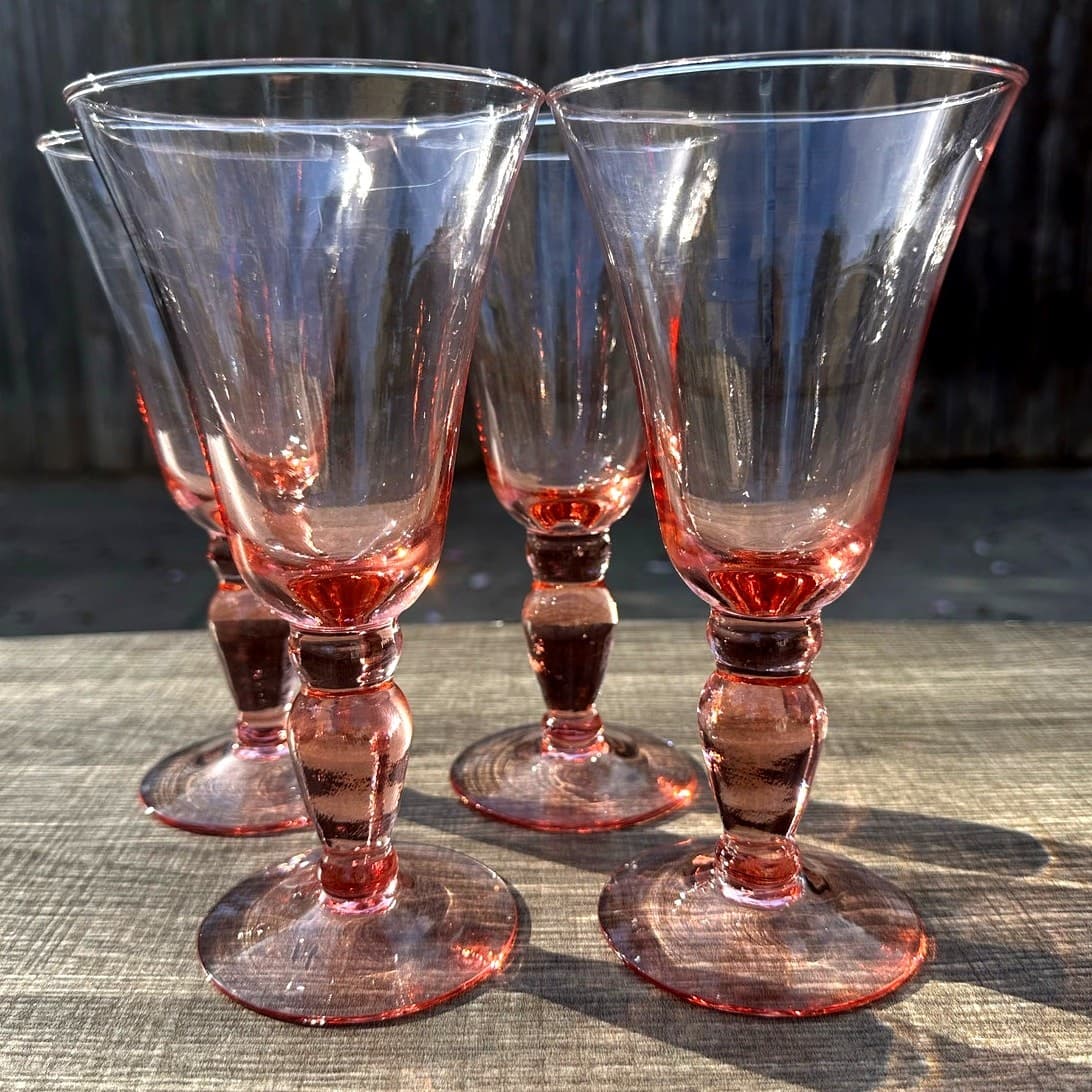Mikasa Retired 1999 Domain Pink Glass Water Goblets Vintage Rare Set of 4 - Thumbnail 5