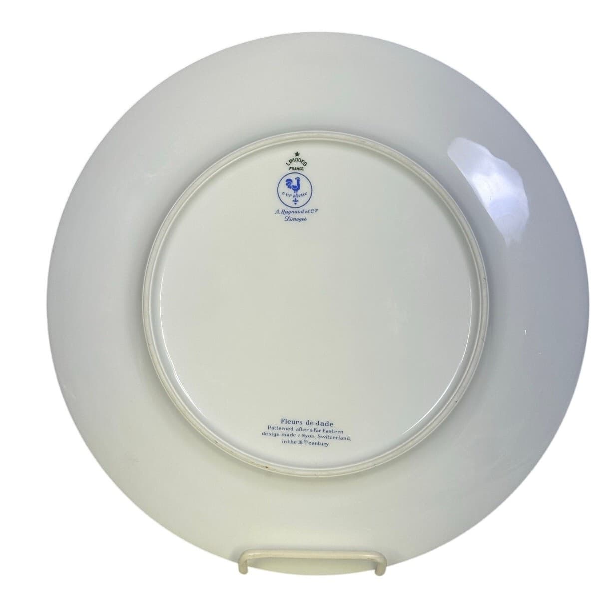 Raynaud Ceralene Limoges Retired 1990 'Fleur De Jade Green' 10.75" Dinner Plate - Thumbnail 7