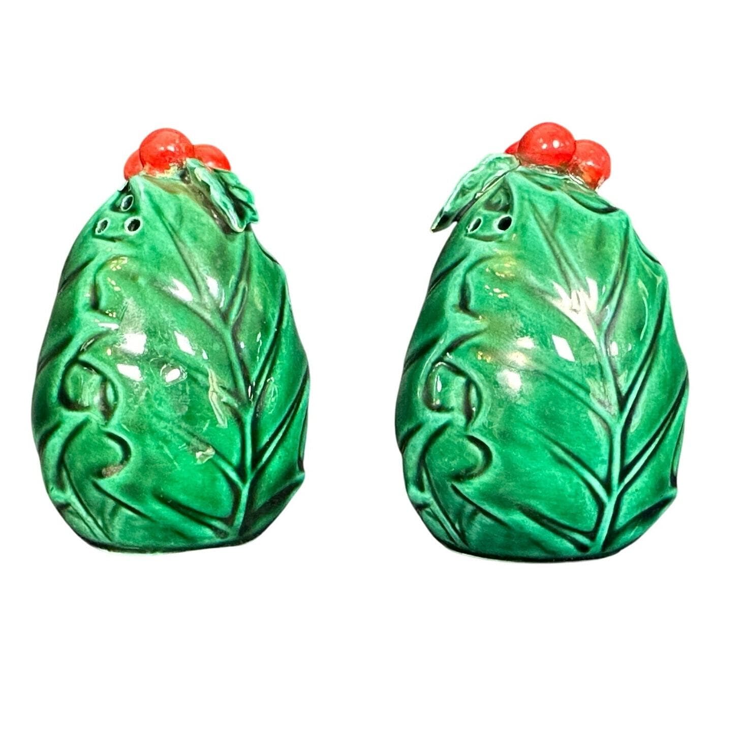 Lefton Holly Berry Vintage Salt and Pepper Shaker Set-Rare! - Thumbnail 4