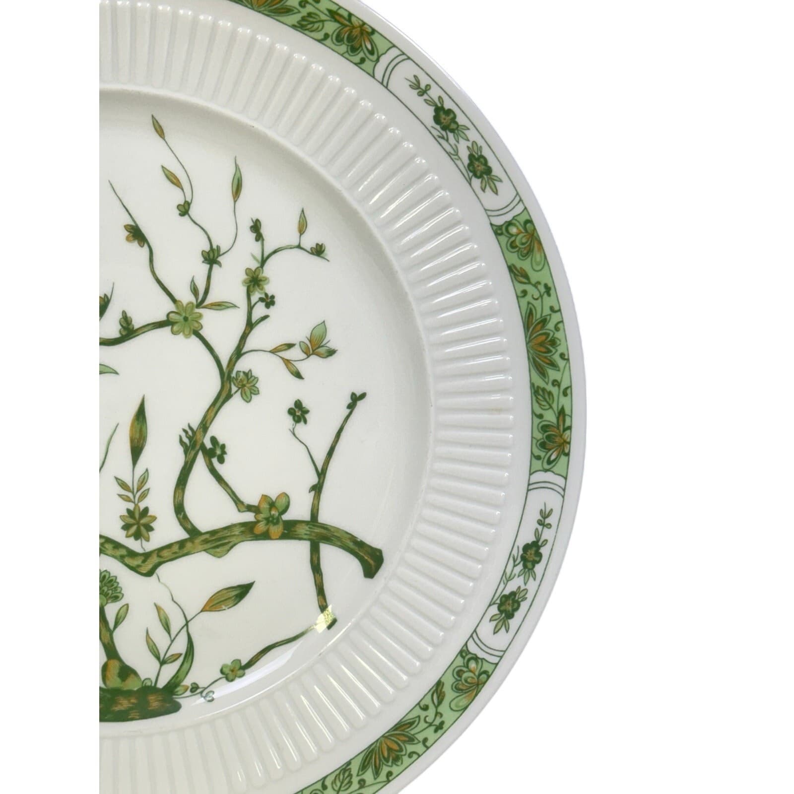 Raynaud Ceralene Limoges Retired 1990 'Fleur De Jade Green' 10.75" Dinner Plate - Thumbnail 5