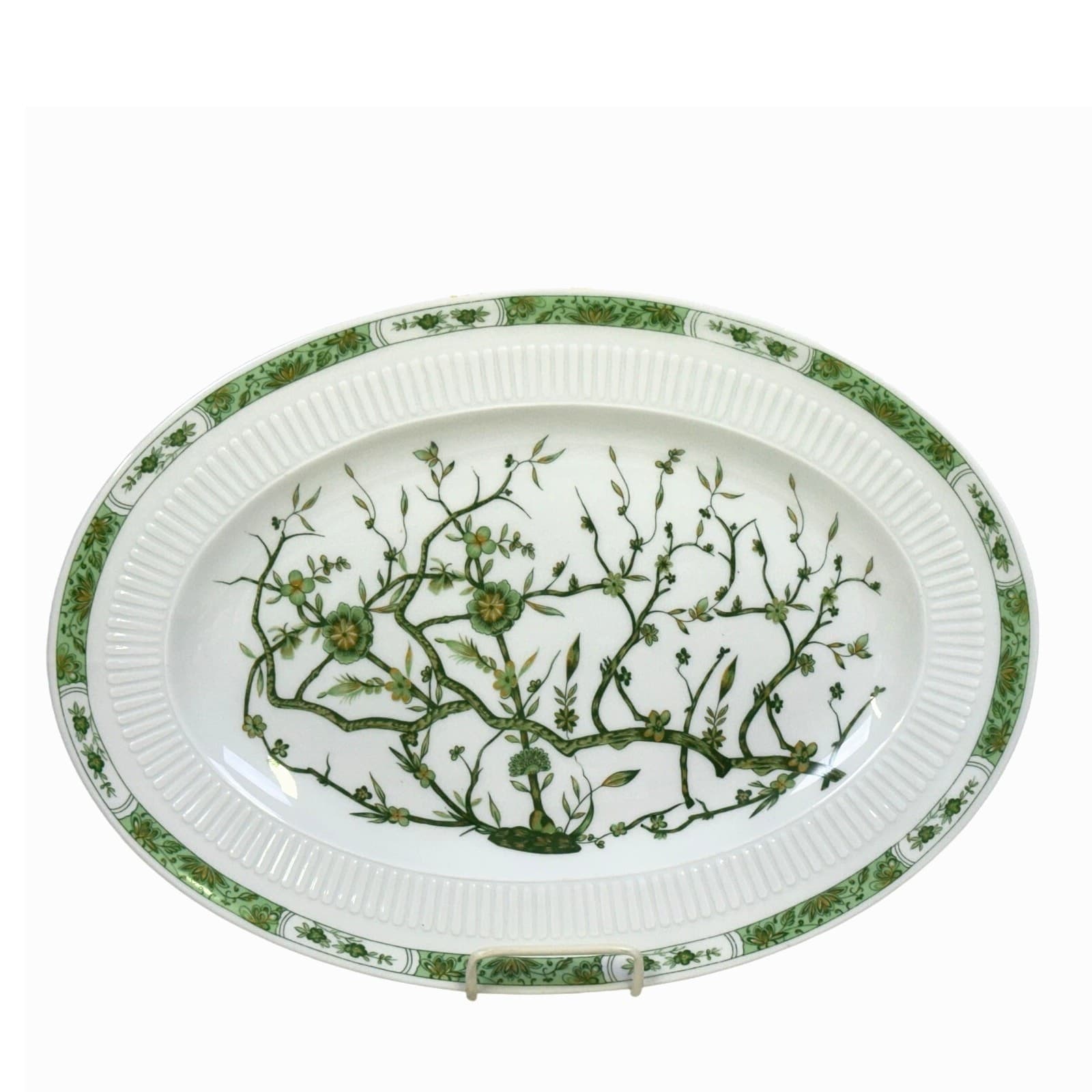 Raynaud Ceralene Limoges Retired 1990 Fleur De Jade Green 16" Oval Platter-Rare