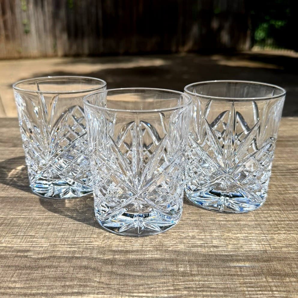 Shannon Godinger Dublin Crystal Double Old Fashioned Glasses 4" Rocks-Set of 3 - Thumbnail 4