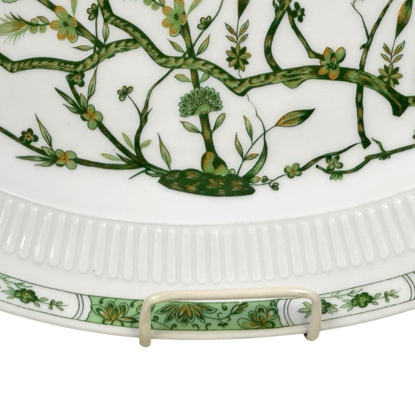 Raynaud Ceralene Limoges Retired 1990 Fleur De Jade Green 16" Oval Platter-Rare - Thumbnail 6
