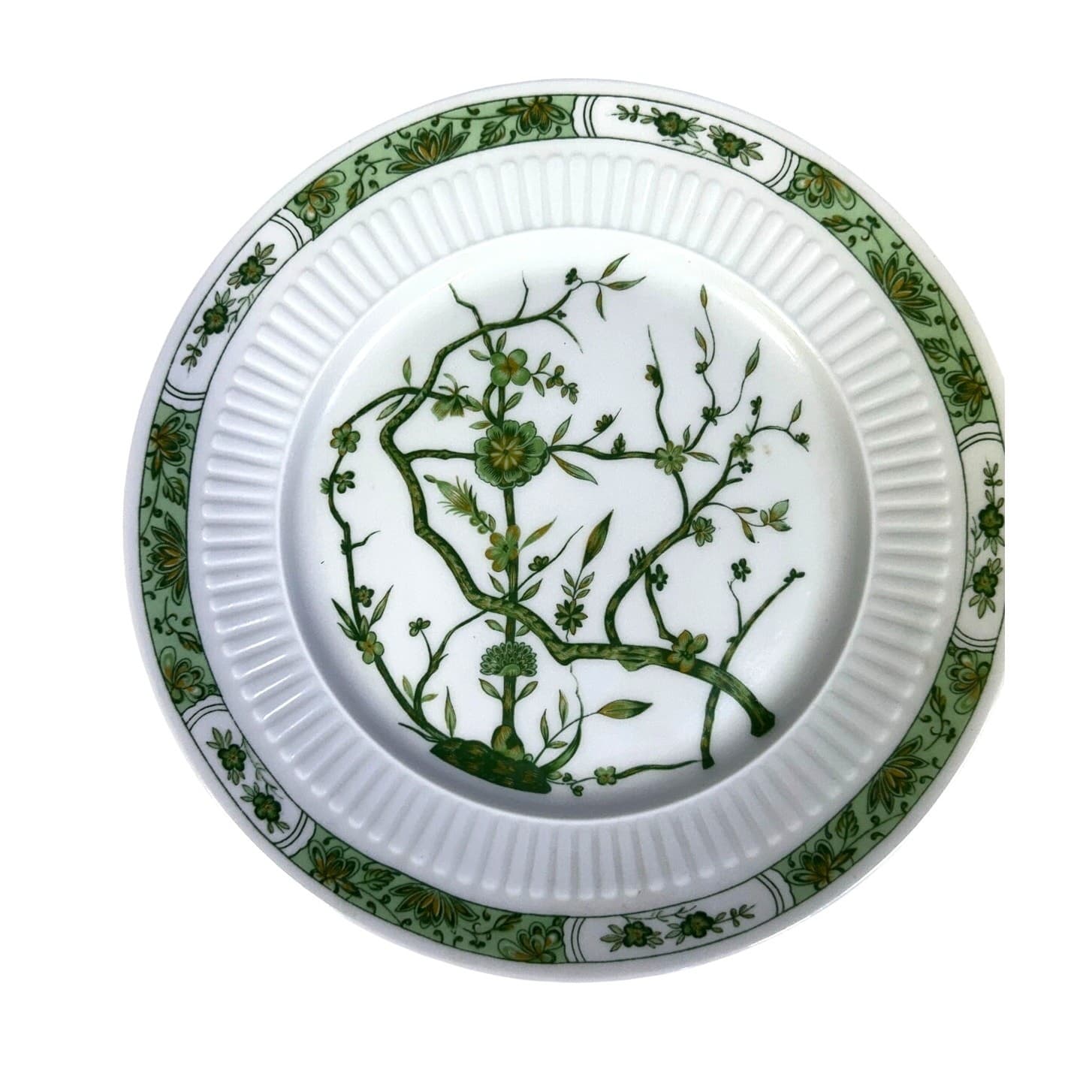 Raynaud Ceralene Limoges Retired 1990 'Fleur De Jade Green' Salad Plates-Set 2 - Thumbnail 2