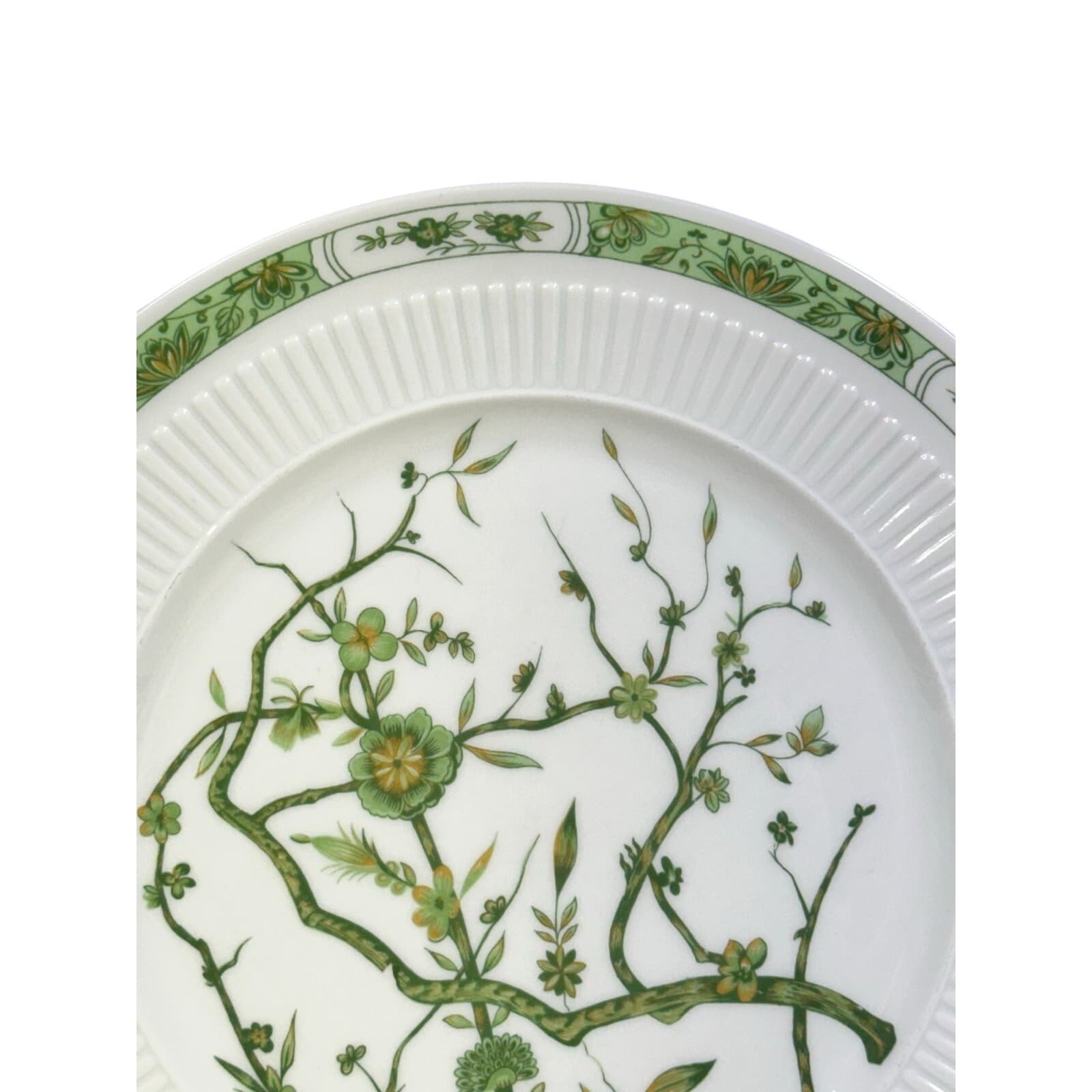 Raynaud Ceralene Limoges Retired 1990 'Fleur De Jade Green' 10.75" Dinner Plate - Thumbnail 4
