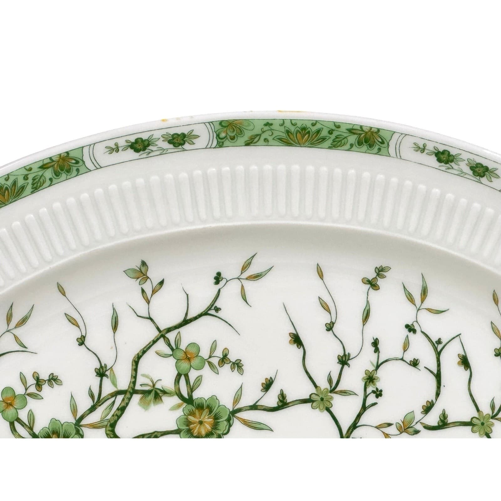 Raynaud Ceralene Limoges Retired 1990 Fleur De Jade Green 16" Oval Platter-Rare - Thumbnail 4