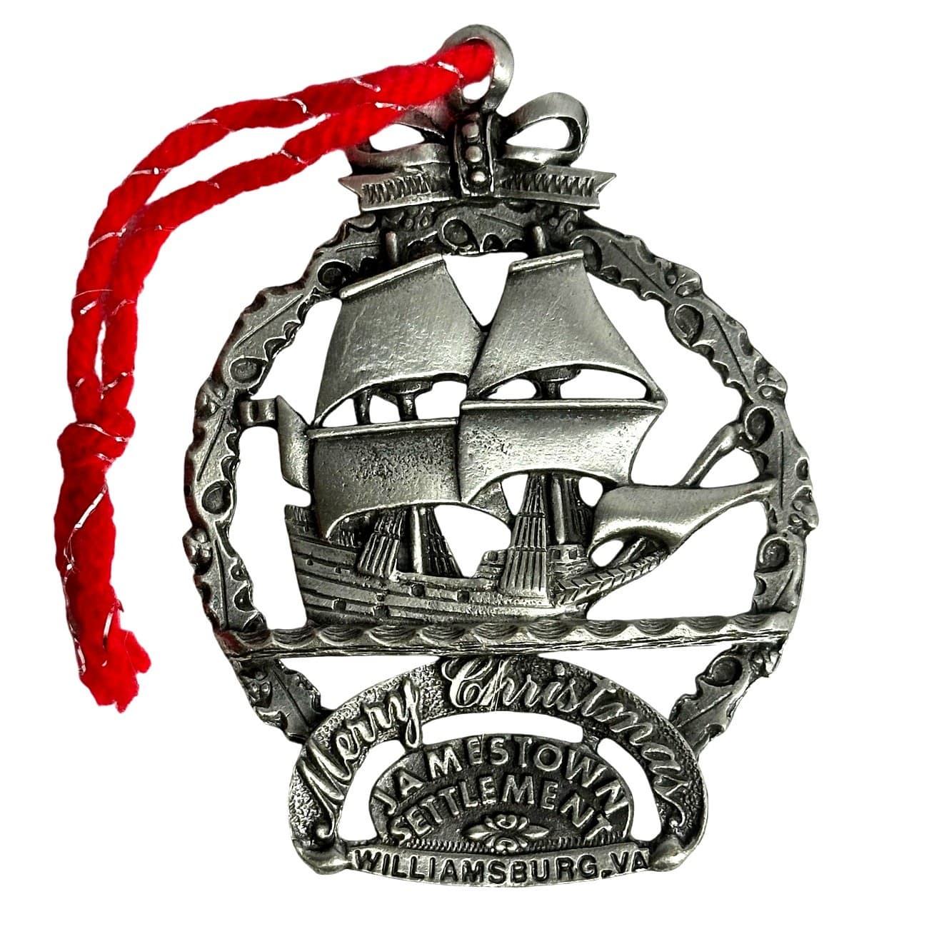 Jamestown Settlement Williamsburg VA Merry Christmas Gish Pewter Ship Ornament