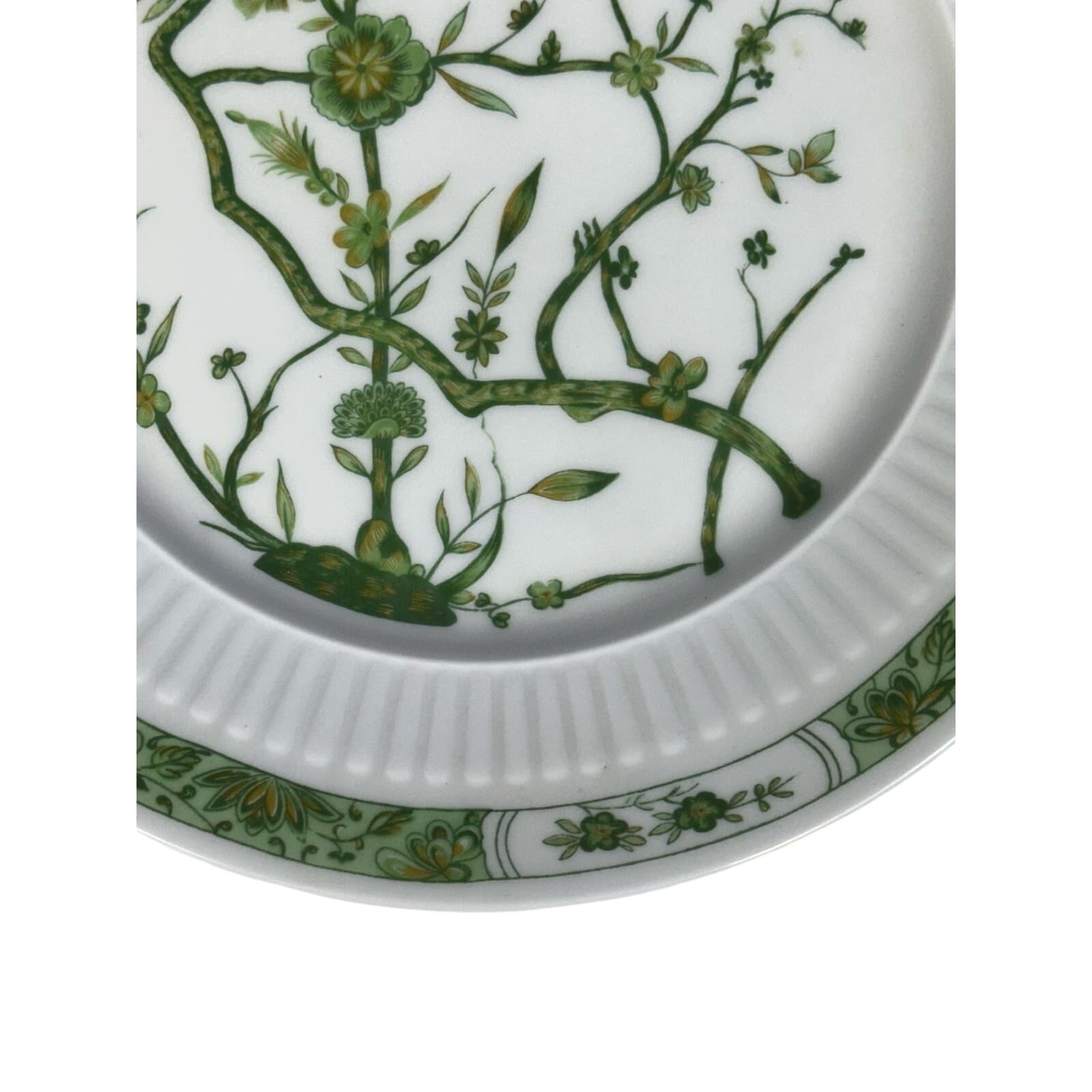 Raynaud Ceralene Limoges Retired 1990 'Fleur De Jade Green' Salad Plates-Set 2 - Thumbnail 8