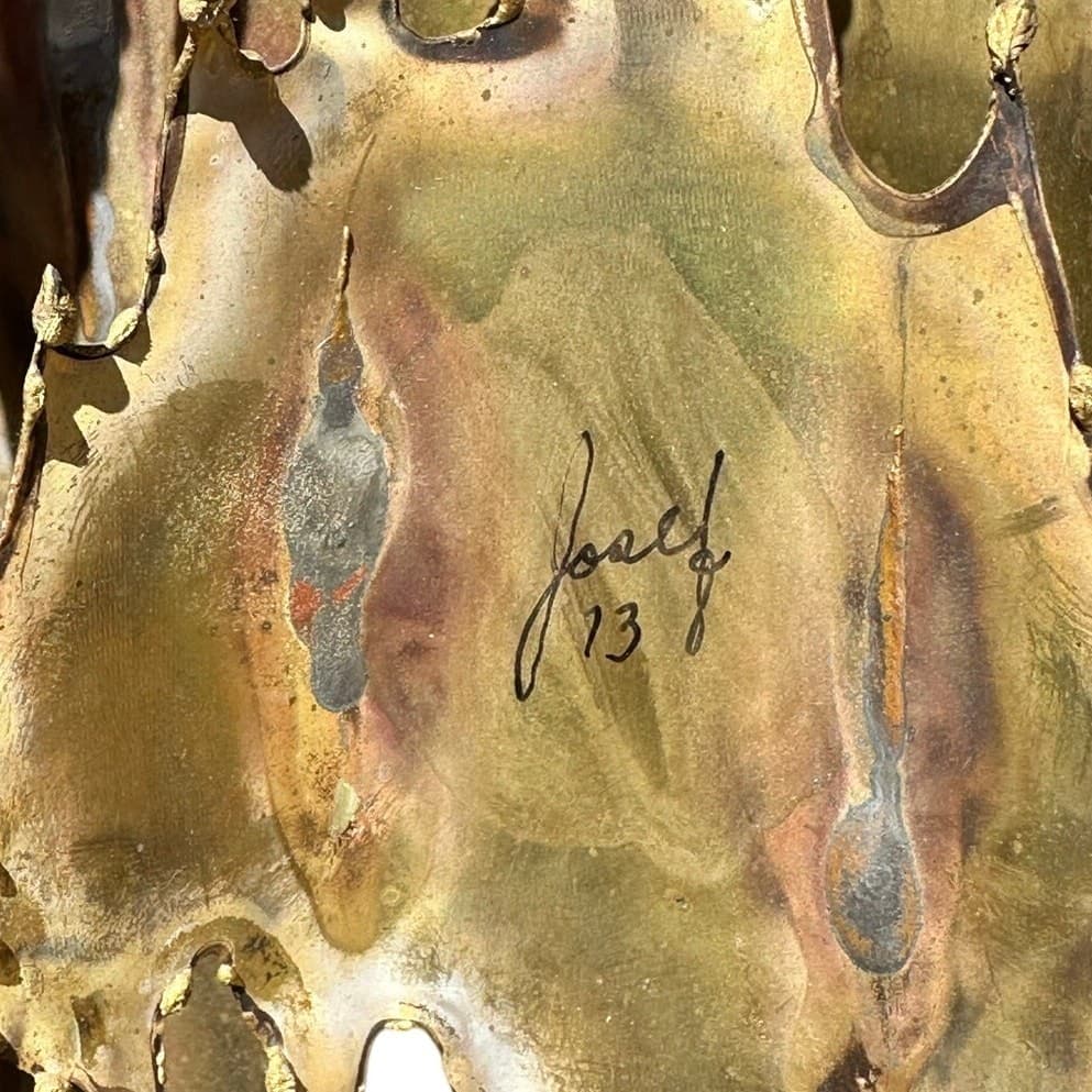Josef Signed 1973 Brutalist Large Art Copper Metal Welded Wall Sculpture-RARE - Thumbnail 11