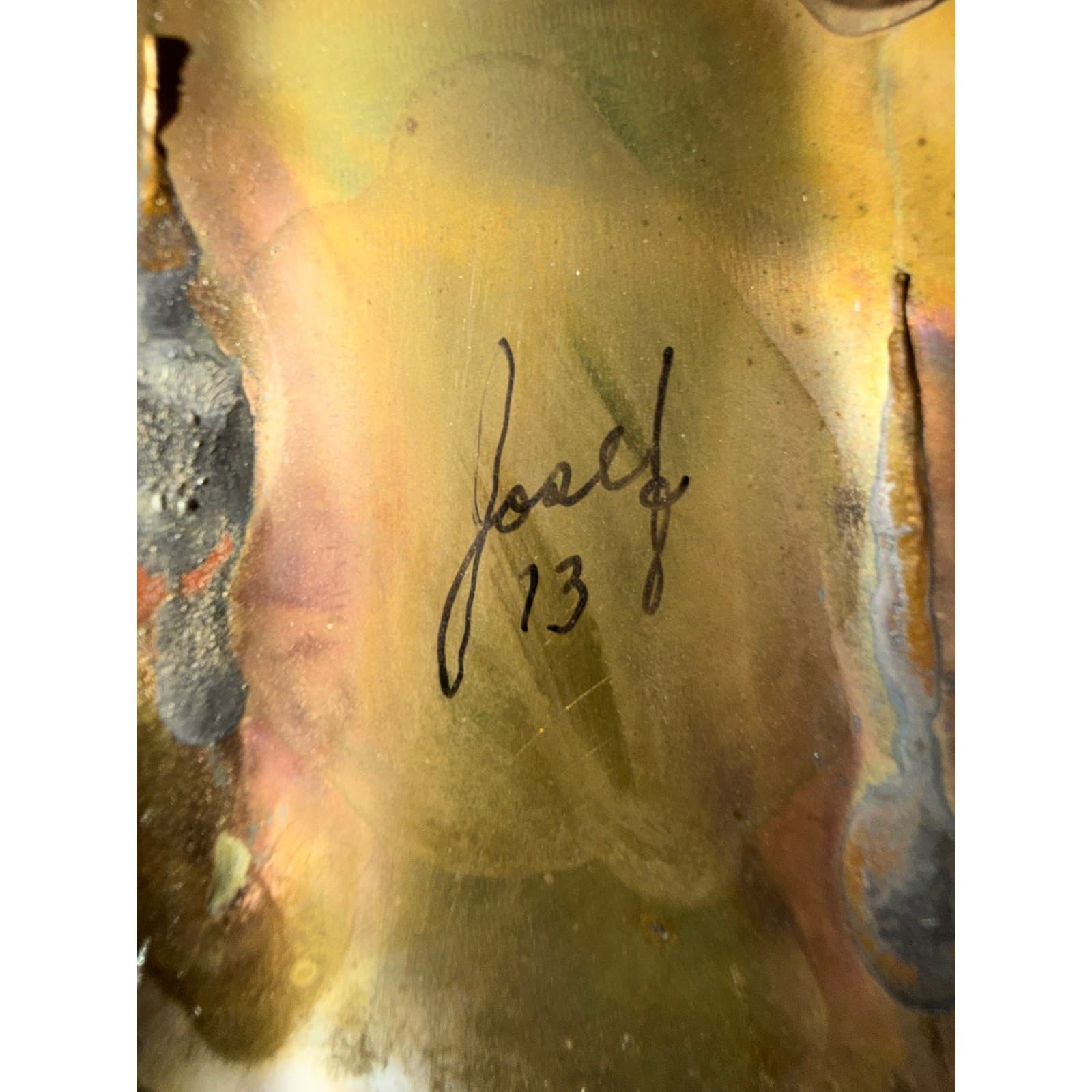 Josef Signed 1973 Brutalist Large Art Copper Metal Welded Wall Sculpture-RARE - Thumbnail 2