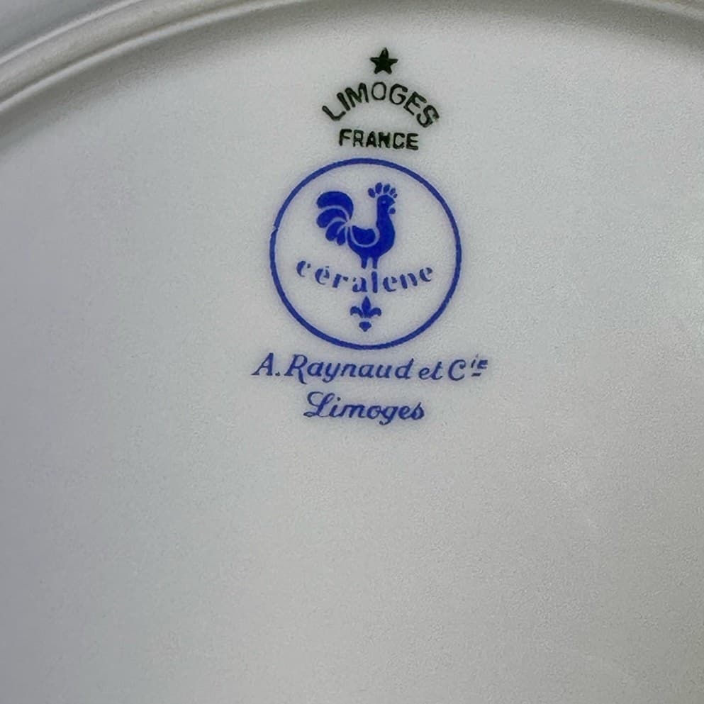 Raynaud Ceralene Limoges Retired 1990 'Fleur De Jade Green' 10.75" Dinner Plate - Thumbnail 8