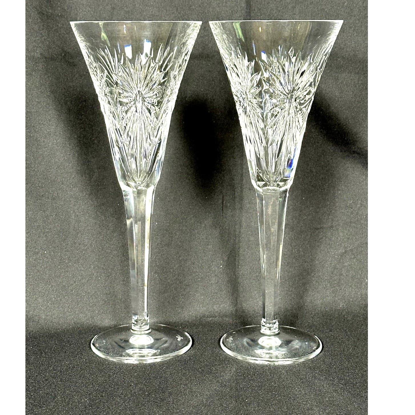 Waterford Millennium Health Vintage Champagne Toasting Flutes 9.25" SET of 2