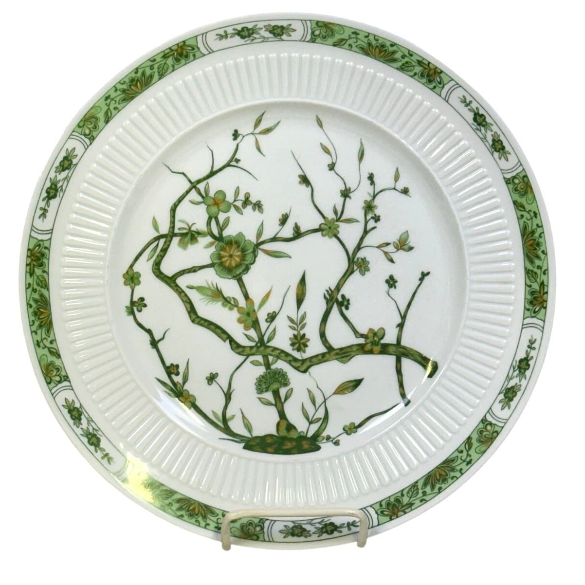 Raynaud Ceralene Limoges Retired 1990 'Fleur De Jade Green' 10.75" Dinner Plate