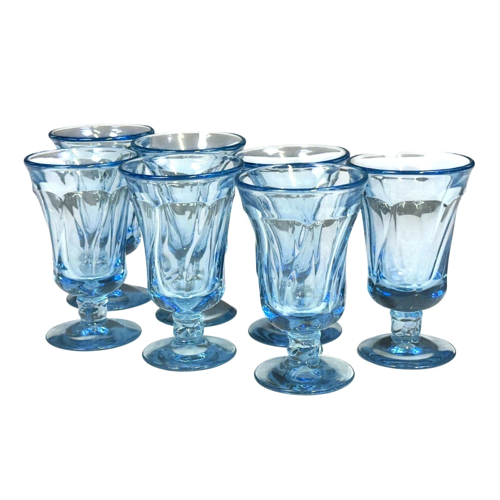 Fostoria Retired 1958-1982 'Jamestown Blue' Footed Juice Glasses-Set of 7 - Thumbnail 3