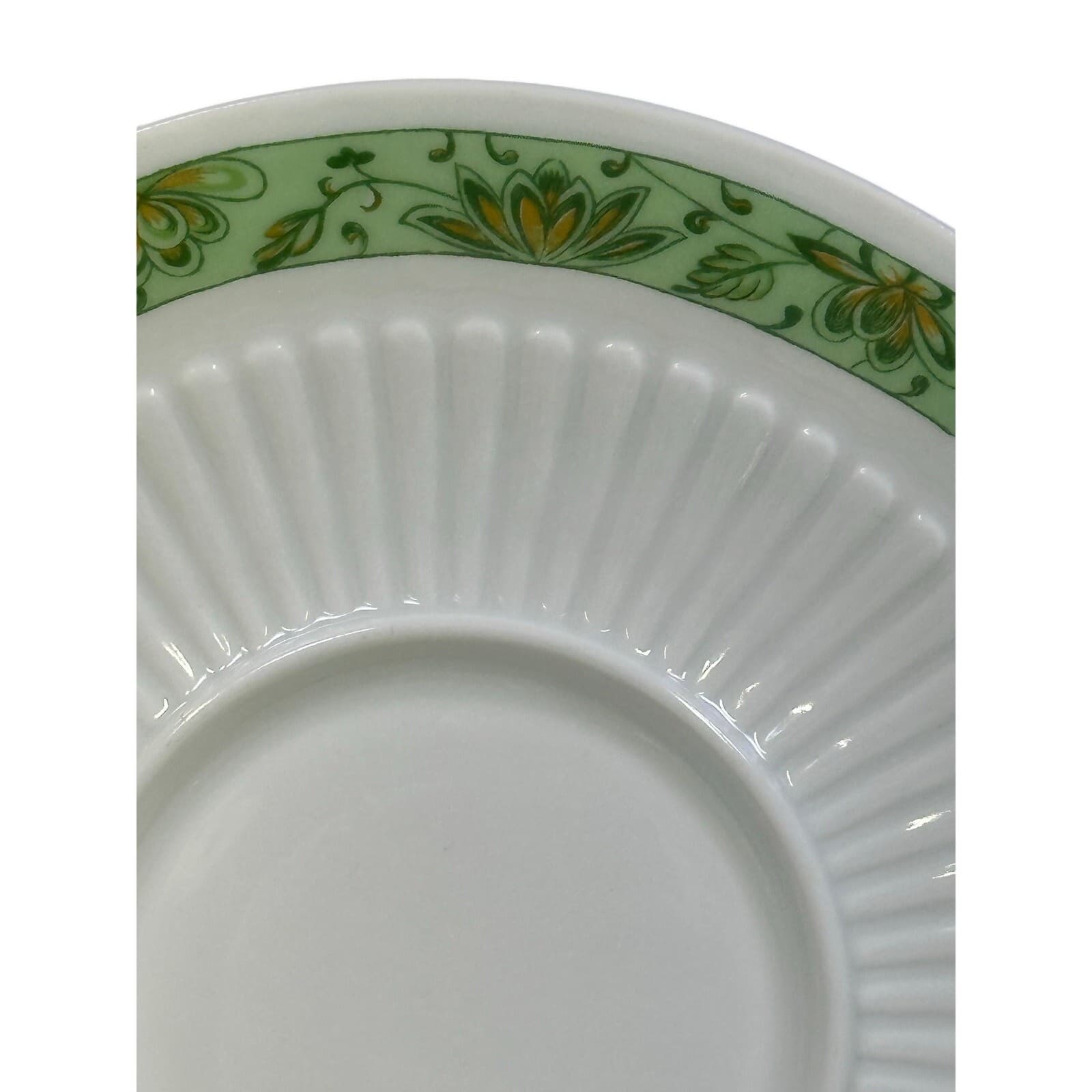 Raynaud Ceralene Limoges Retired 1990 'Fleur De Jade Green' 6.25" Saucers-Set 3 - Thumbnail 4