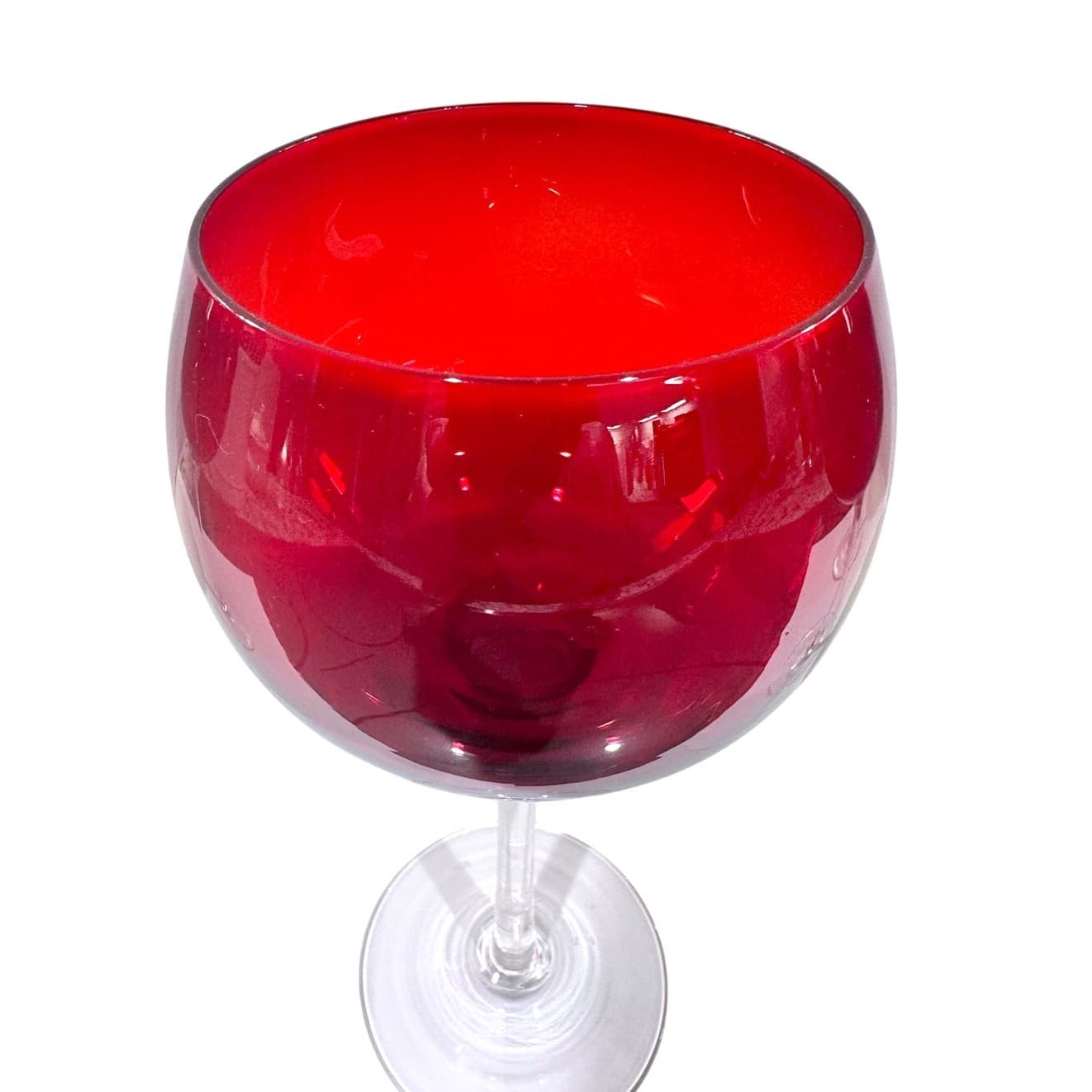 Ruby Red Elegant Balloon Wine Glasses Goblets with Clear Stem-Set of 4 - Thumbnail 2