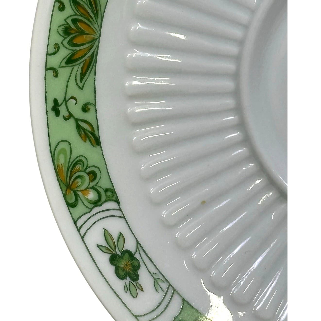 Raynaud Ceralene Limoges Retired 1990 'Fleur De Jade Green' 6.25" Saucers-Set 3 - Thumbnail 3