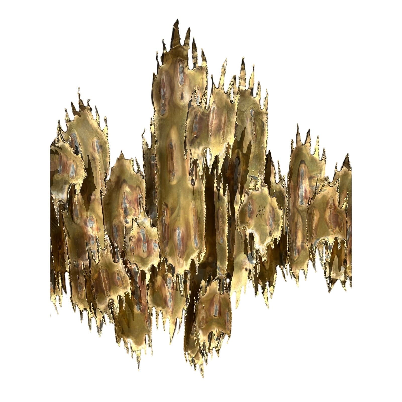 Josef Signed 1973 Brutalist Large Art Copper Metal Welded Wall Sculpture-RARE - Thumbnail 8