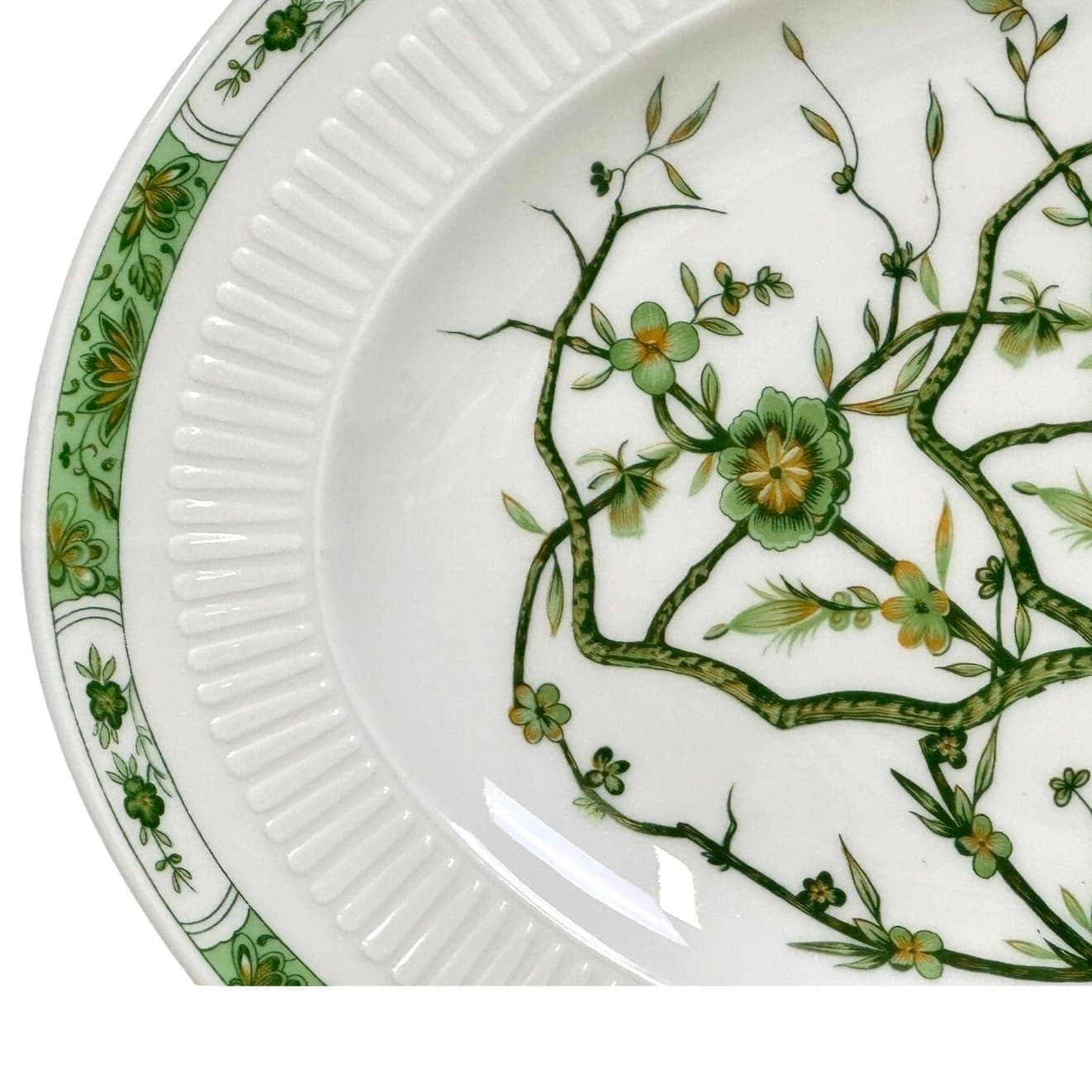 Raynaud Ceralene Limoges Retired 1990 Fleur De Jade Green 16" Oval Platter-Rare - Thumbnail 3