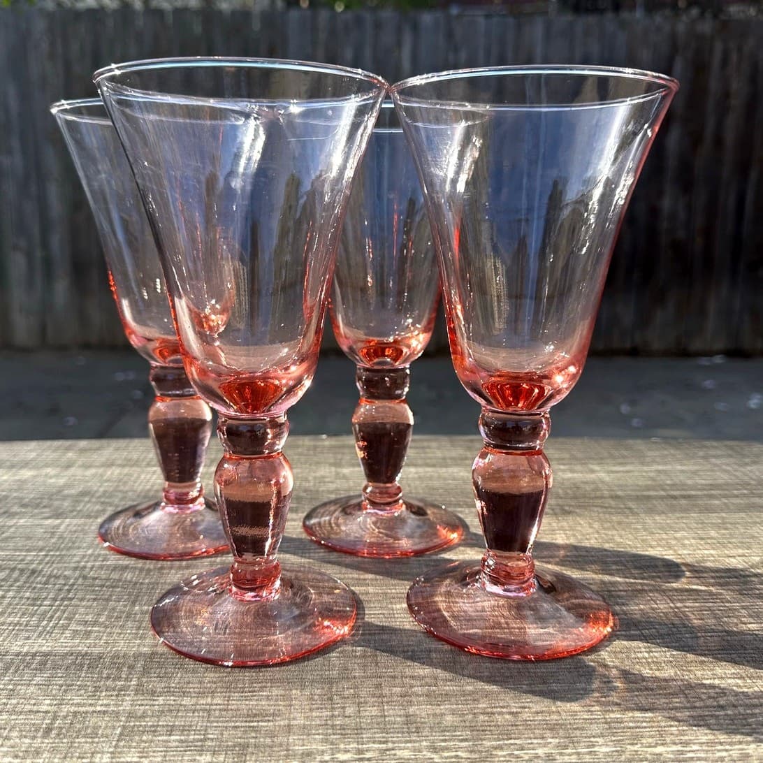 Mikasa Retired 1999 Domain Pink Glass Water Goblets Vintage Rare Set of 4 - Thumbnail 9