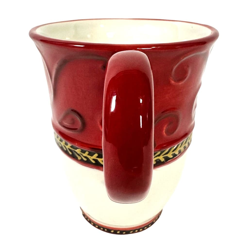 Fitz and Floyd Damask Holiday Red White Gold 4.5" Tall Coffee/Tea/Cup/Mug - Thumbnail 2