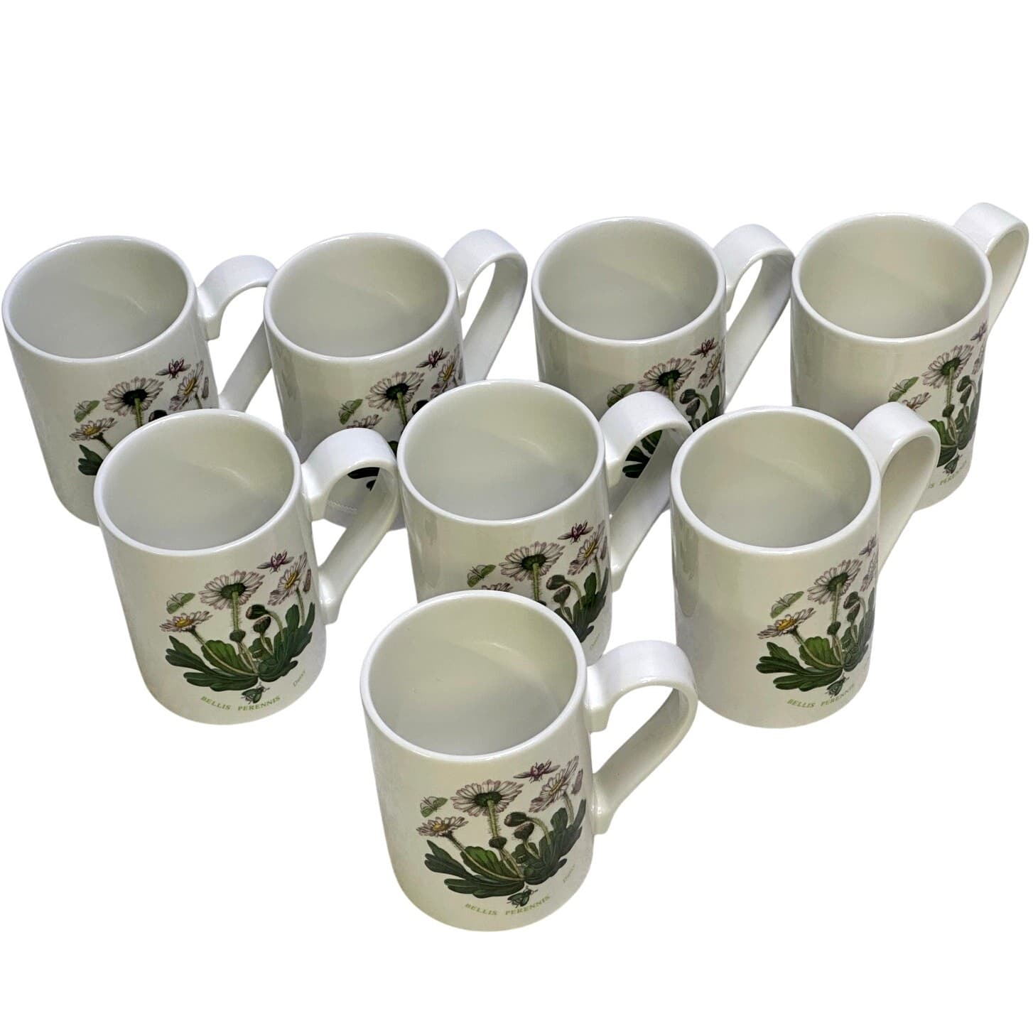 Portmeirion Vintage Botanic Garden England 'Daisy' Back Strap Handle Mug Set 8 - Thumbnail 3