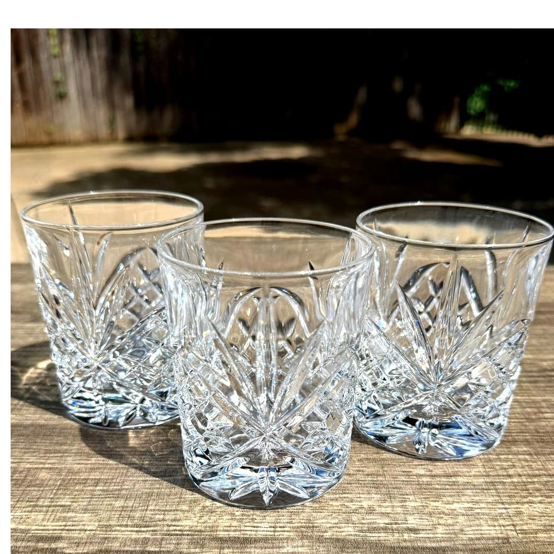 Shannon Godinger Dublin Crystal Double Old Fashioned Glasses 4" Rocks-Set of 3