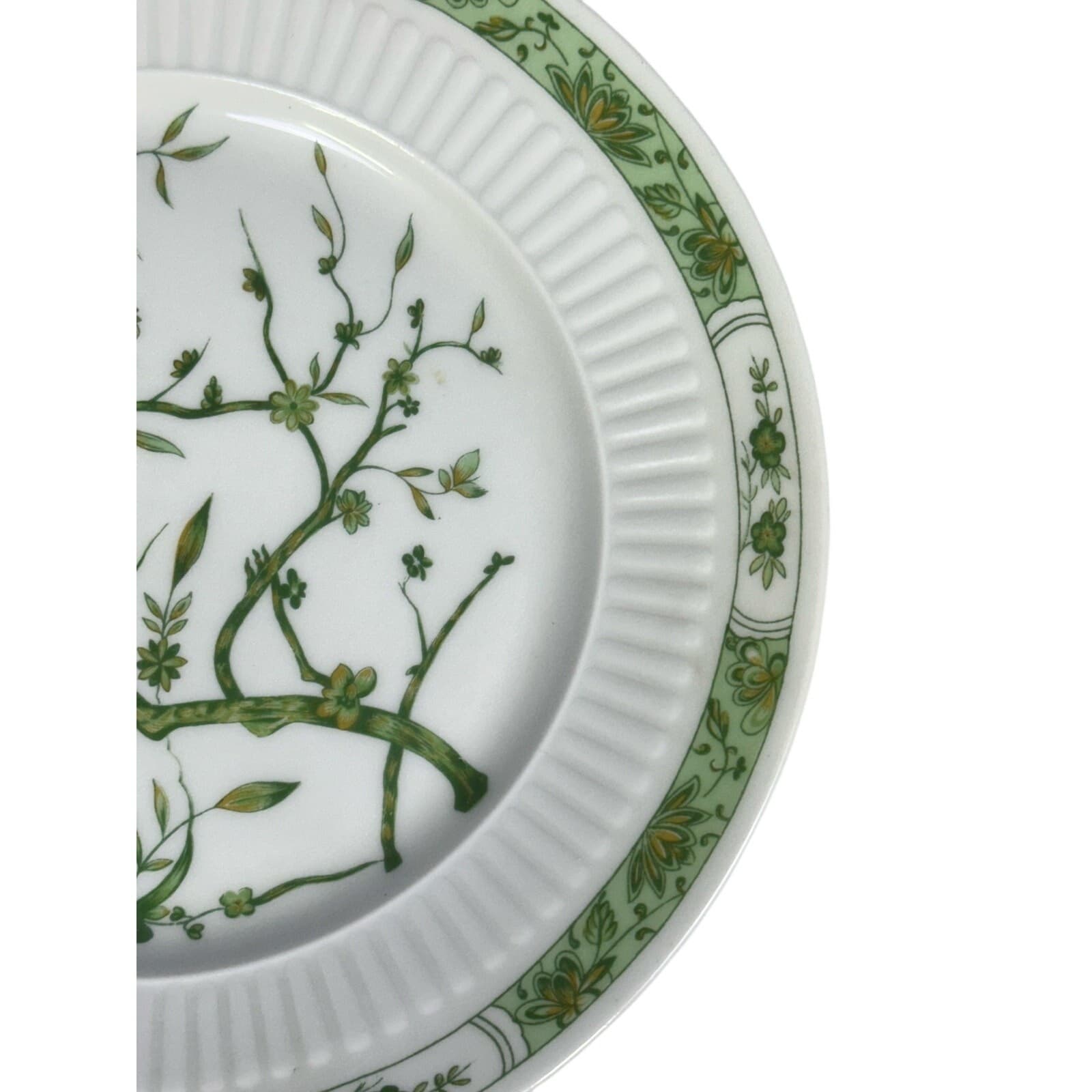 Raynaud Ceralene Limoges Retired 1990 'Fleur De Jade Green' Salad Plates-Set 2 - Thumbnail 6