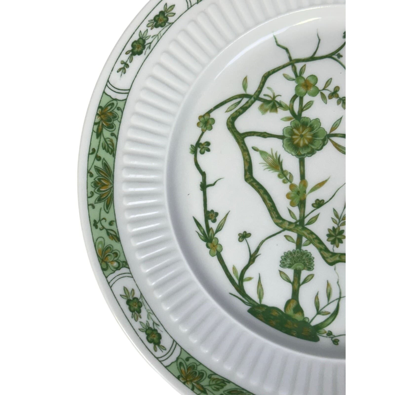 Raynaud Ceralene Limoges Retired 1990 'Fleur De Jade Green' Salad Plates-Set 2 - Thumbnail 4