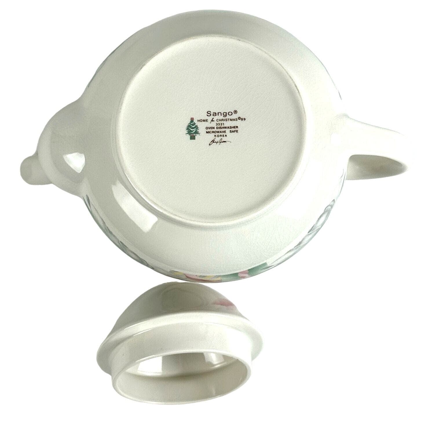 Sango Home for Christmas 1989 Korea Gold Mark #3321 Teapot Excellent! - Thumbnail 8