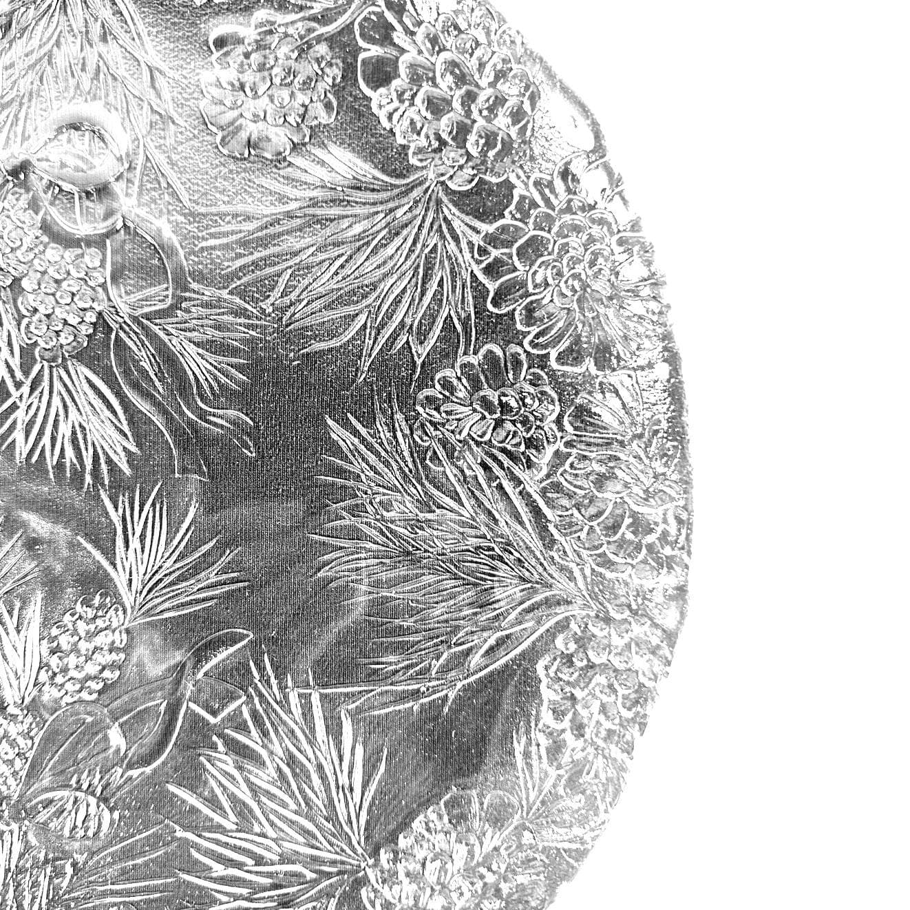 Holiday Clear Glass with Bells Bows Pinecones & Evergreens Platter-Set of 2 - Thumbnail 6