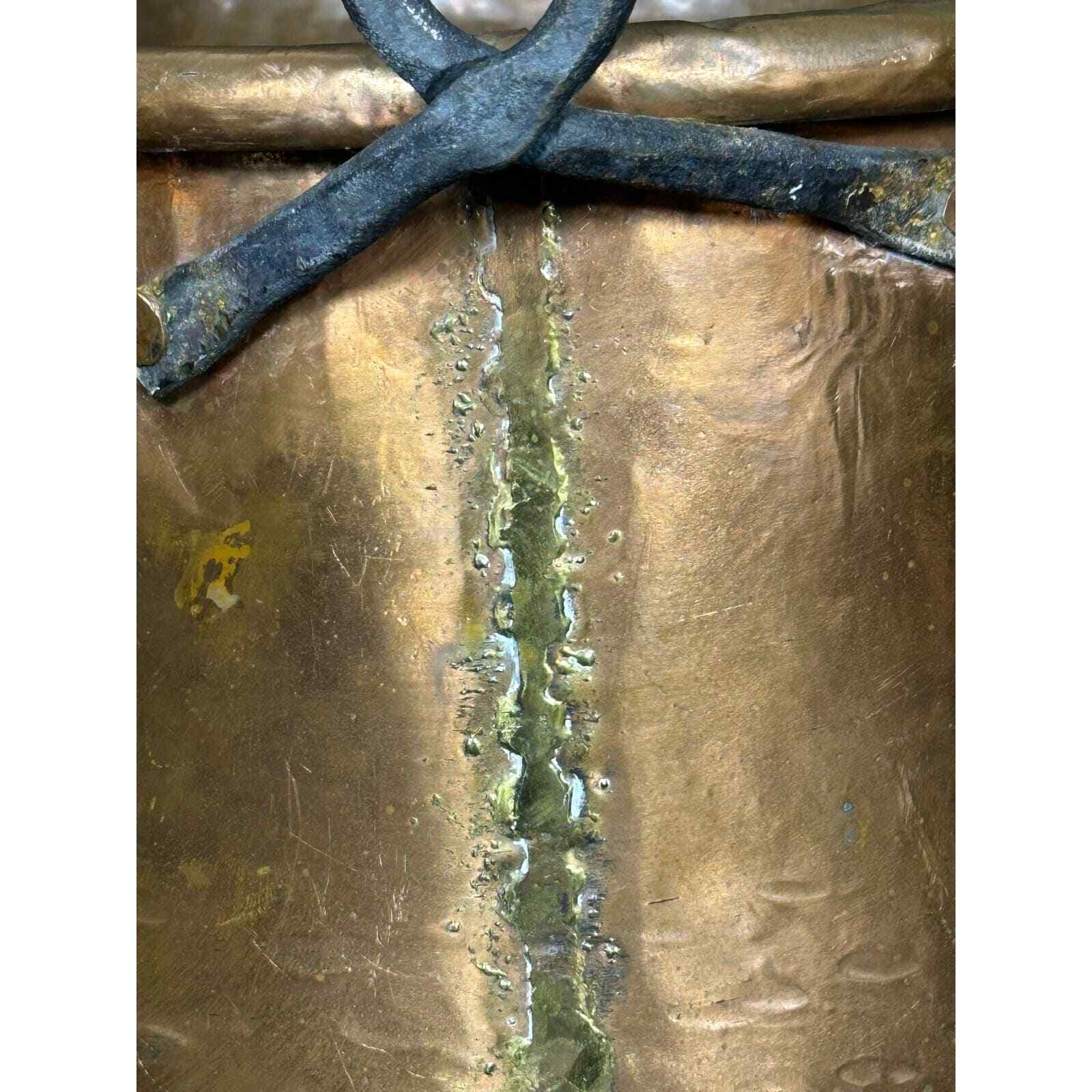 Turkish Hammered VTG Copper Pot Dovetail Seams Rolled Edge Forged Handles RARE - Thumbnail 5