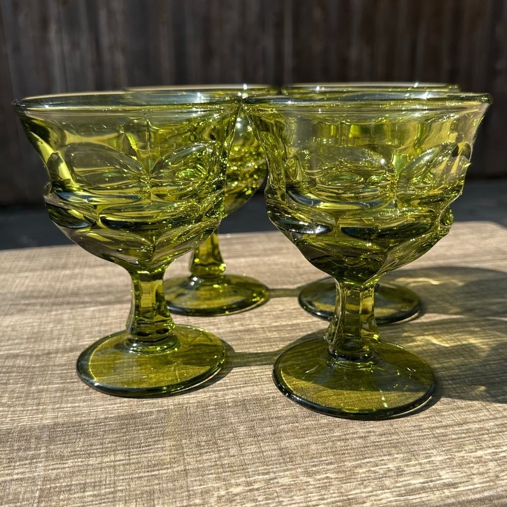 Fostoria Retired 1963-1982 'Argus Green' 5 1/8" Champagne/Sherbet-Set of 4