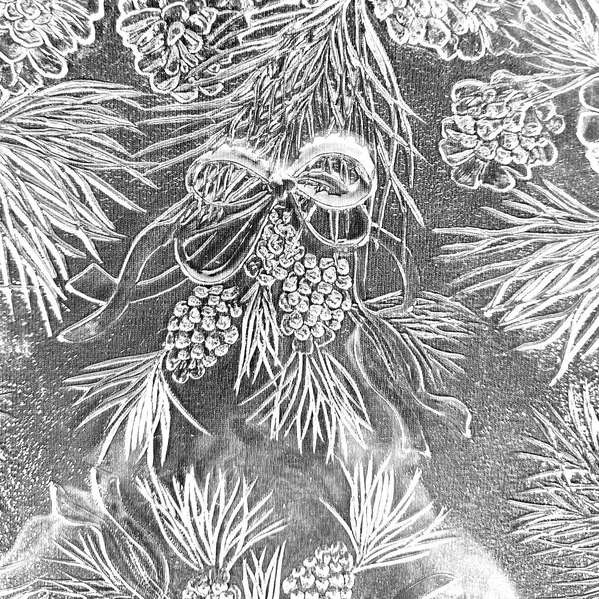 Holiday Clear Glass with Bells Bows Pinecones & Evergreens Platter-Set of 2 - Thumbnail 5