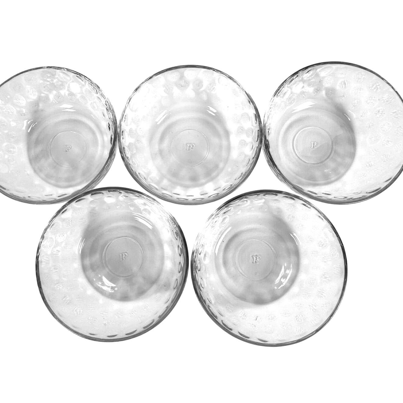 Clear Glass Dot Pattern Vintage Heavy Cereal Fruit Dessert Bowls-Set of 5 - Thumbnail 3