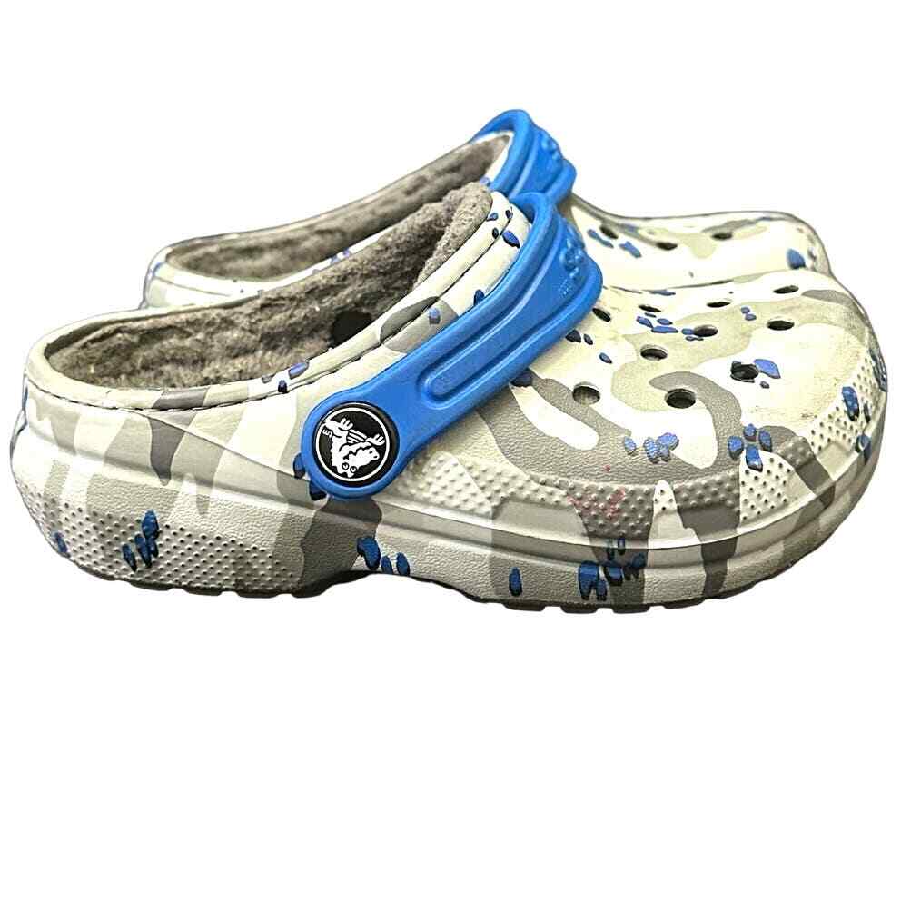 Crocs Child’s Classic Lined Gray Camo Clogs Size C-9 - Thumbnail 2