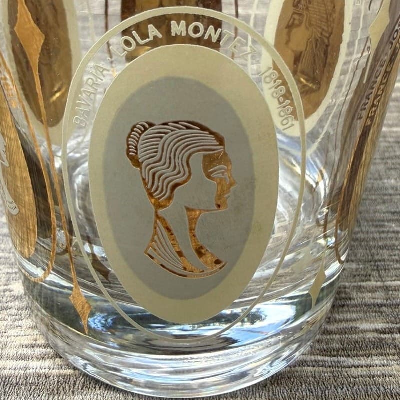 Gold Accented Mid-Century Women of Royalty Whiskey Rocks Cocktail Glass-Set of 6 - Thumbnail 10