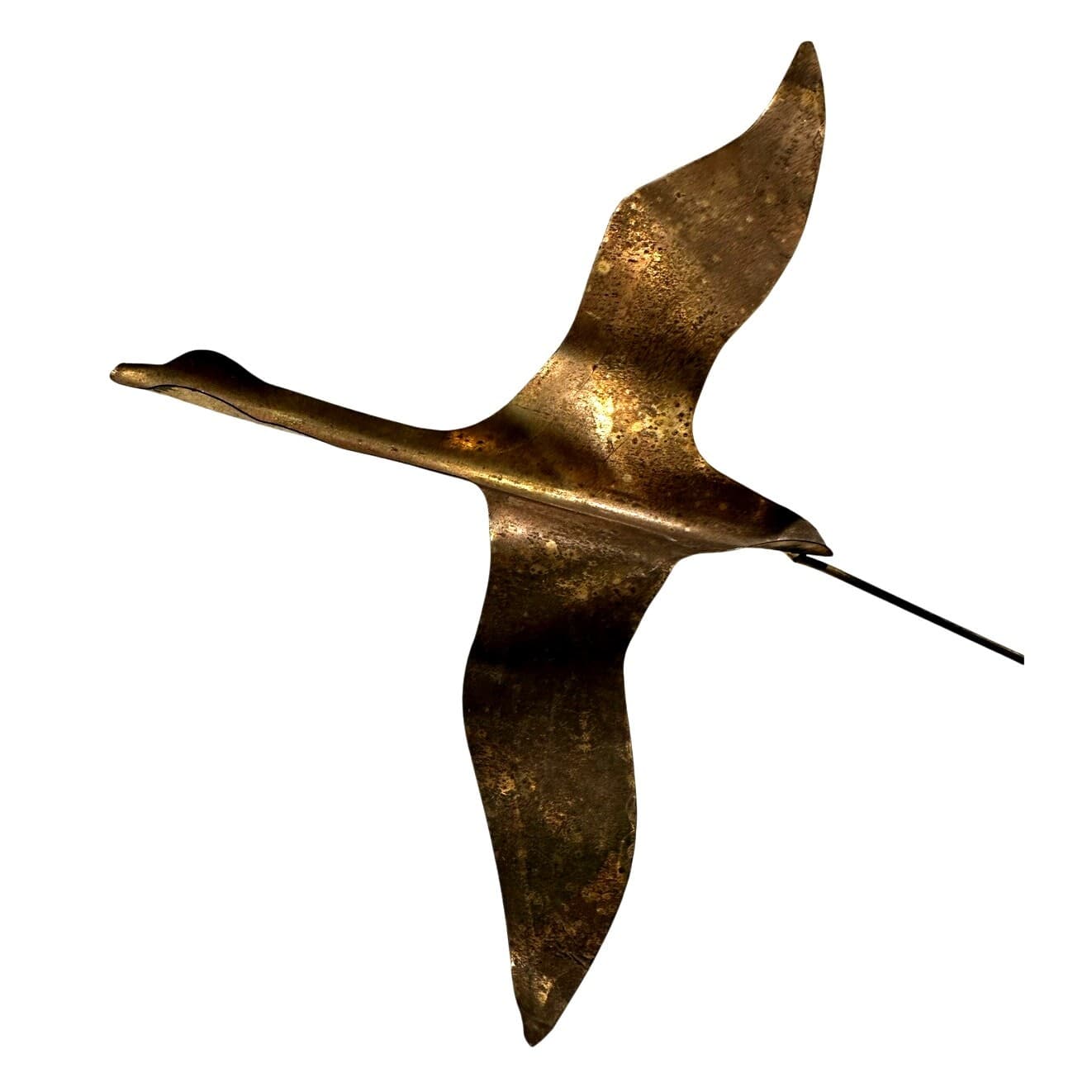 Vintage Mid Century Modern Brass Flying Geese Sculpture Natural Stone Base 13.25 - Thumbnail 2