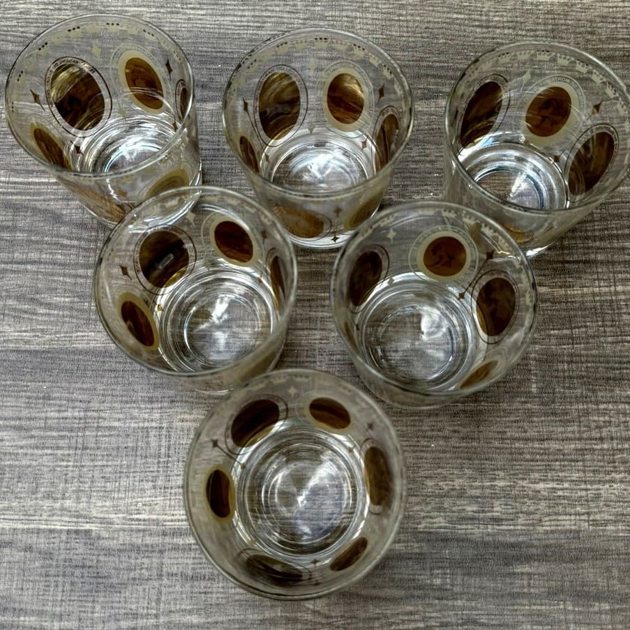 Gold Accented Mid-Century Women of Royalty Whiskey Rocks Cocktail Glass-Set of 6 - Thumbnail 8