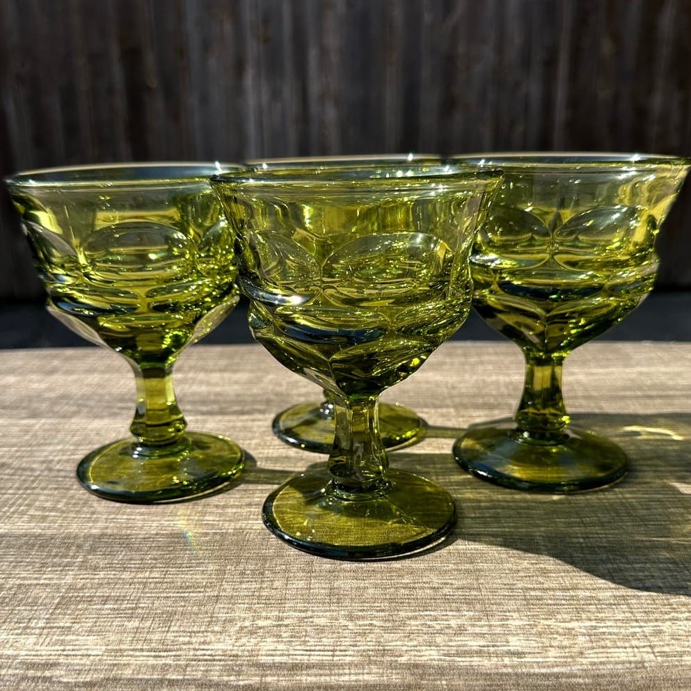 Fostoria Retired 1963-1982 'Argus Green' 5 1/8" Champagne/Sherbet-Set of 4 - Thumbnail 3