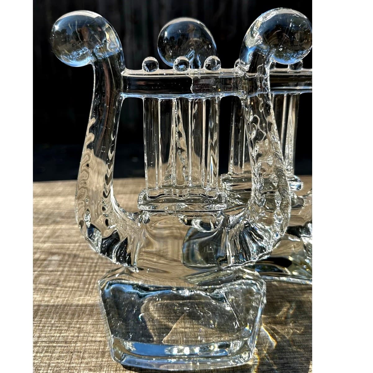 Fostoria Retired Vintage 1941-1958 Pair of Lyre Crystal Harp Design Bookends - Thumbnail 8