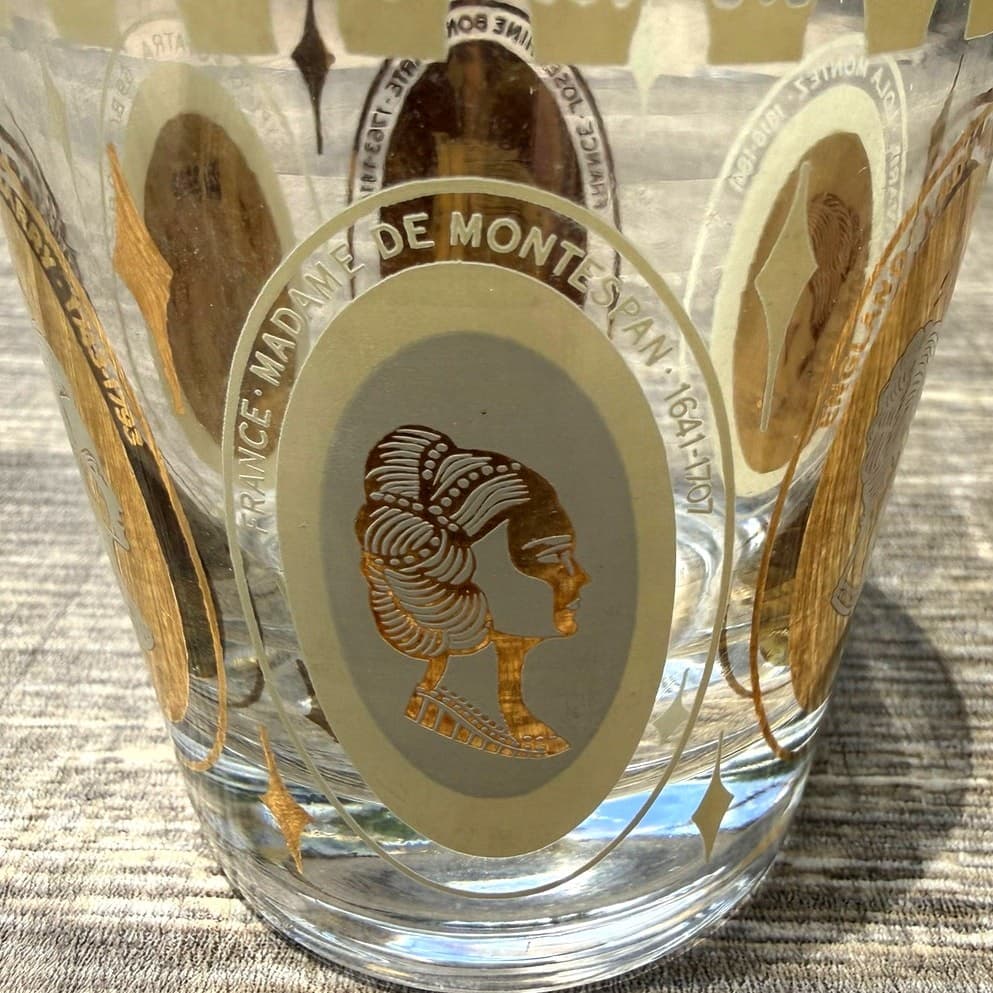 Gold Accented Mid-Century Women of Royalty Whiskey Rocks Cocktail Glass-Set of 6 - Thumbnail 11