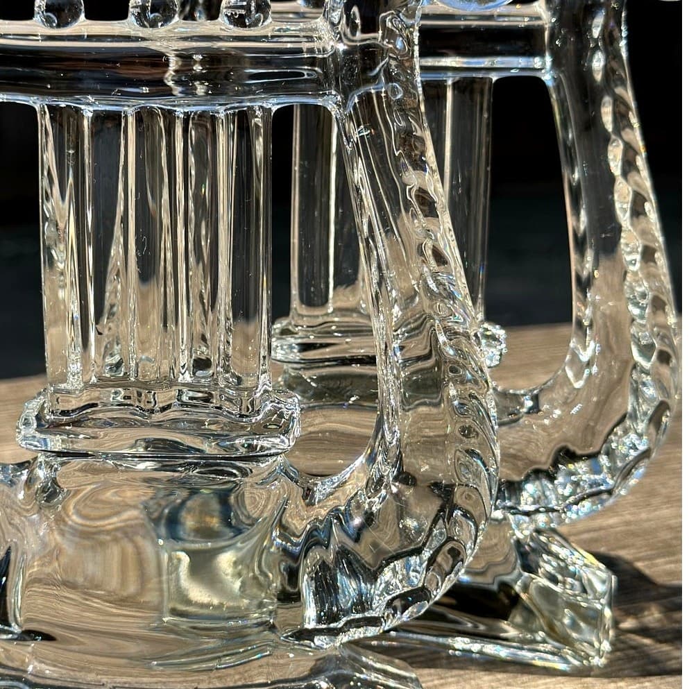 Fostoria Retired Vintage 1941-1958 Pair of Lyre Crystal Harp Design Bookends - Thumbnail 2