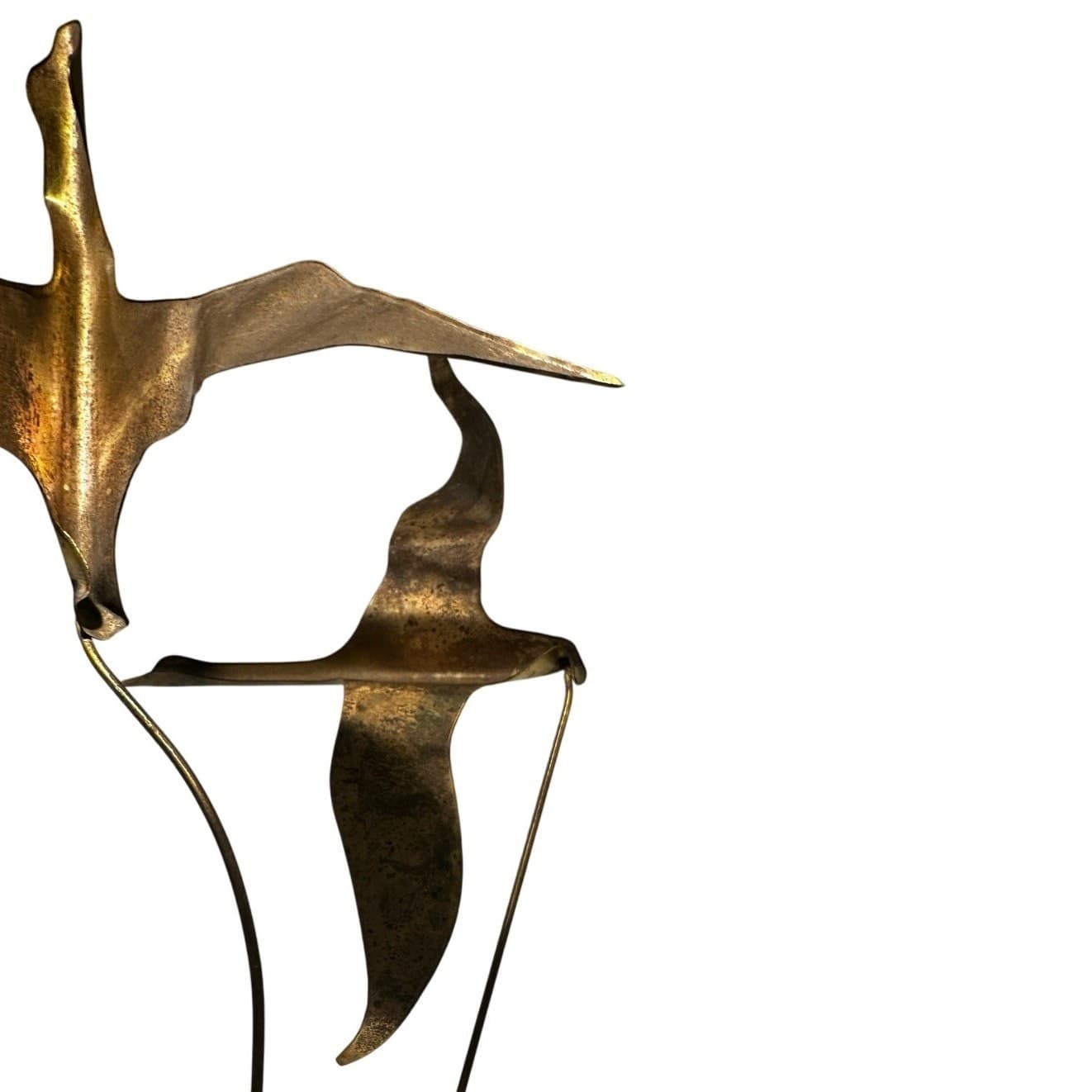 Vintage Mid Century Modern Brass Flying Geese Sculpture Natural Stone Base 13.25 - Thumbnail 4