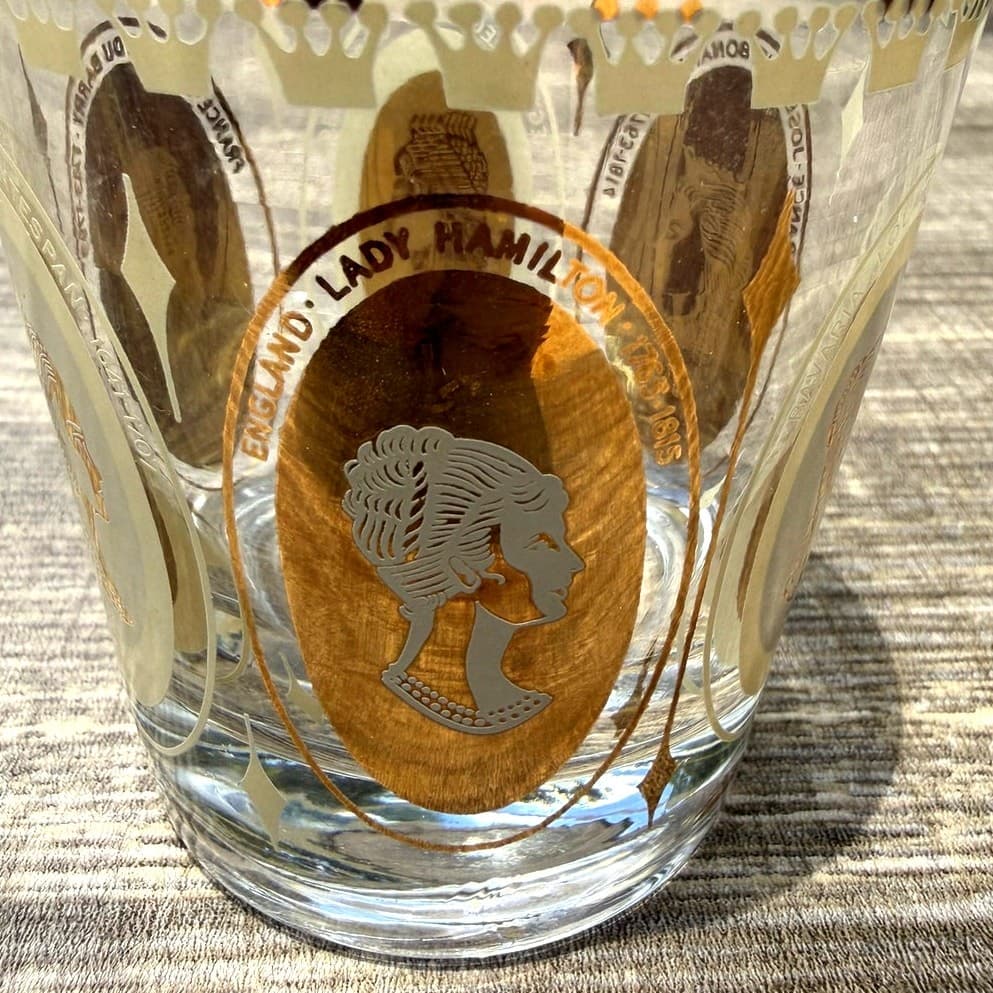 Gold Accented Mid-Century Women of Royalty Whiskey Rocks Cocktail Glass-Set of 6 - Thumbnail 9