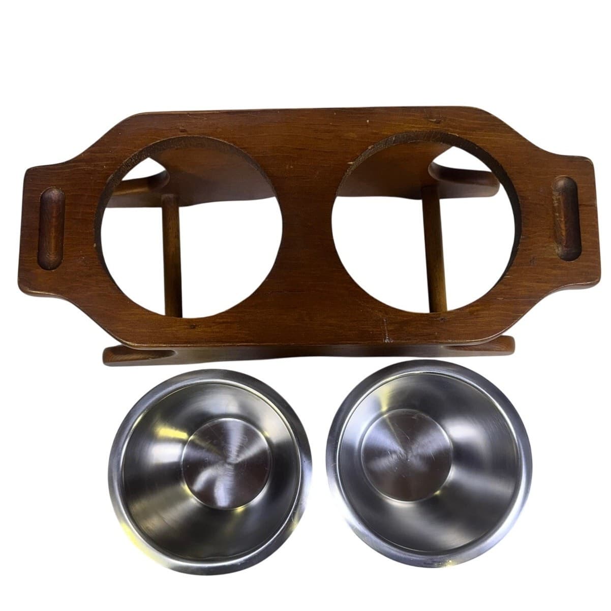 Norway Standing Dog Dish Holder w/ Aluminum Bowls - Thumbnail 4